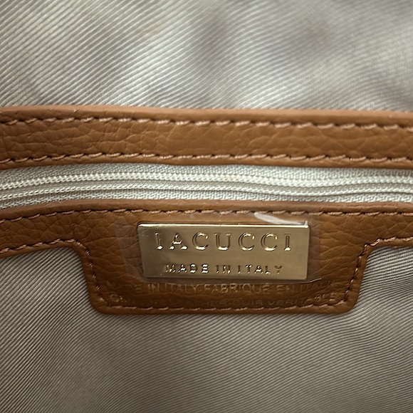 Iacucci Italy Luxurious Caramel Brown Pebbled Leather Handbag Purse 🌸🌸 - Picture 9 of 9
